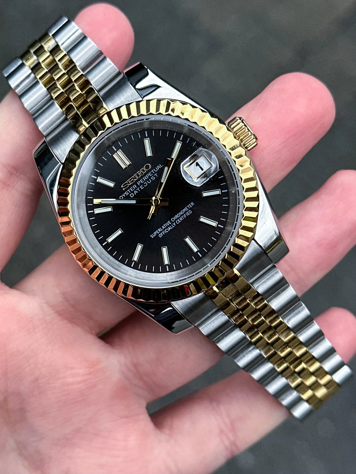 Two Tone "Black Dial" Datejust Mod