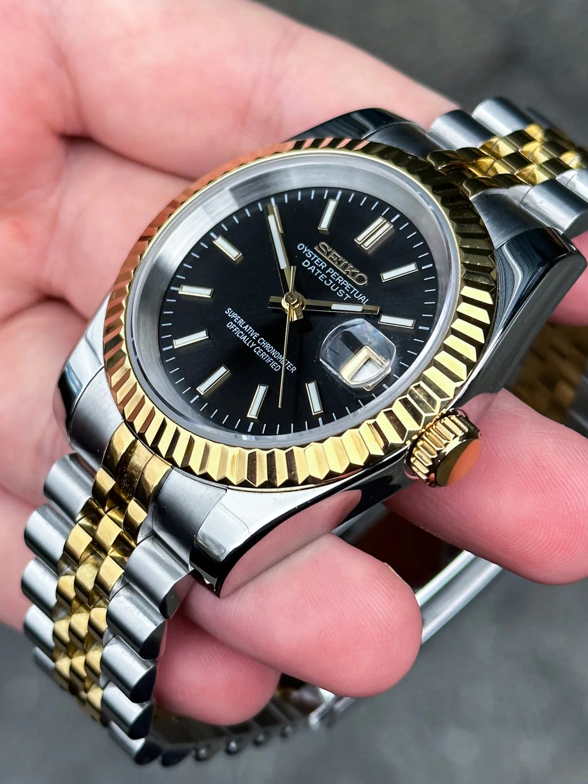 Two Tone "Black Dial" Datejust Mod