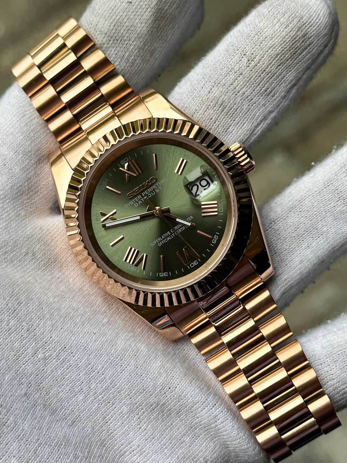 Rosegold Olive Dial President Mod