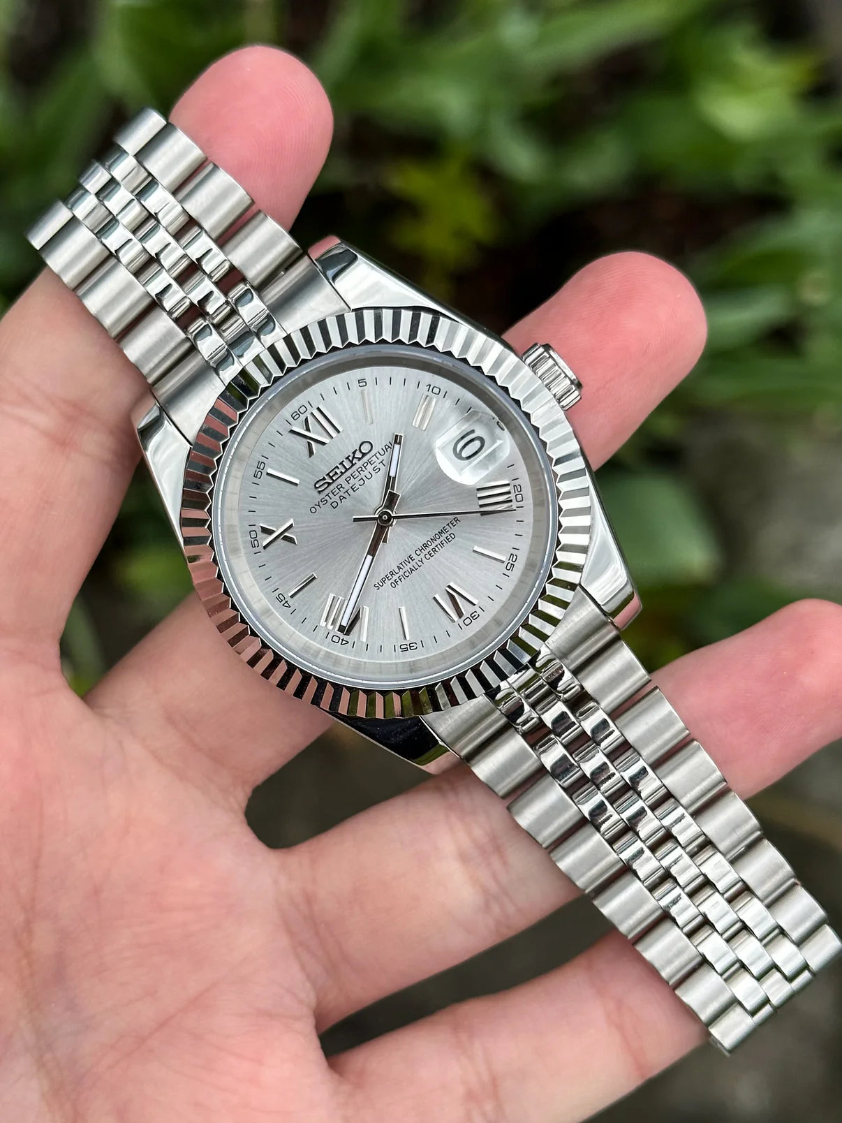 Silver Roman Datejust Mod