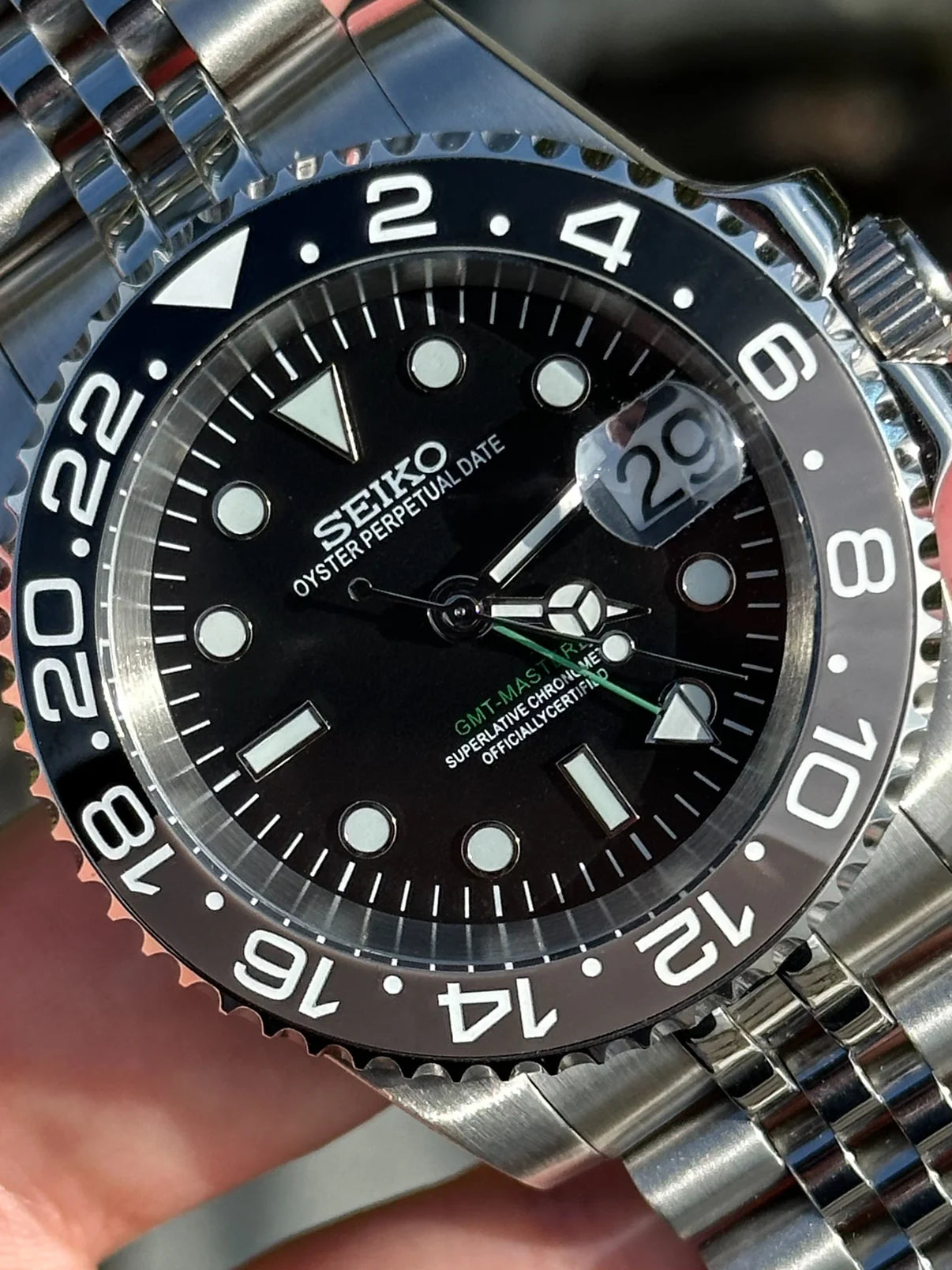 Seiko GMT Silver-Black