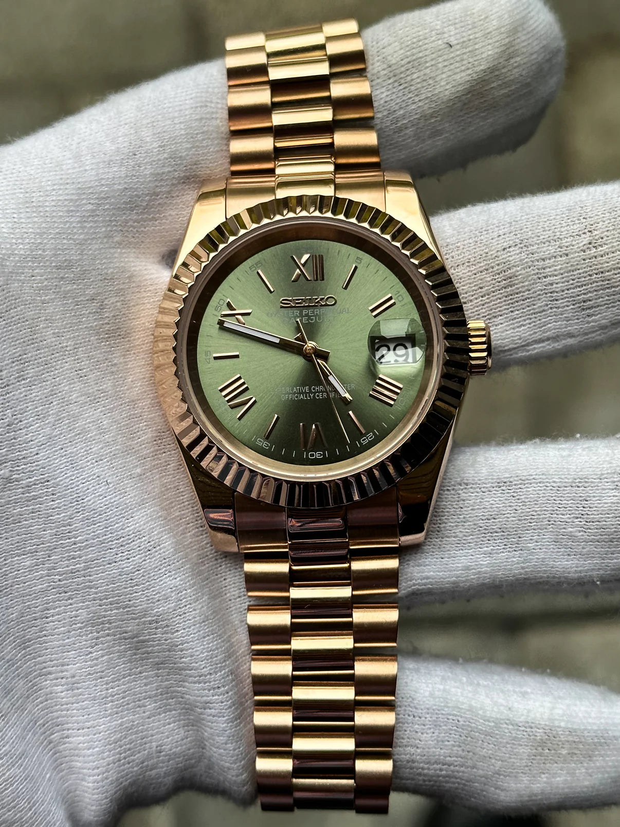 Rosegold Olive Dial President Mod